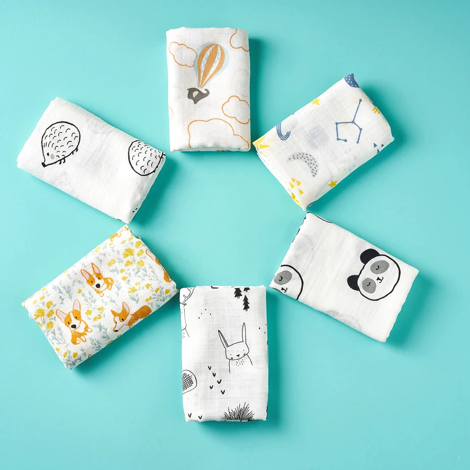 Kangobaby -My Soft Life- 5pieces Set Bamboo Cotton Swaddle Blanket Baby Bandana Bib Set
