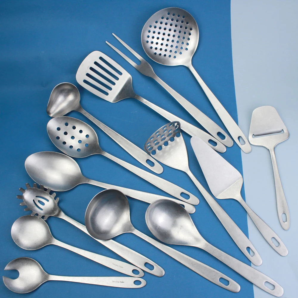 Deluxe Range of Cooking Utensils Antique or Polished Mirror Finish