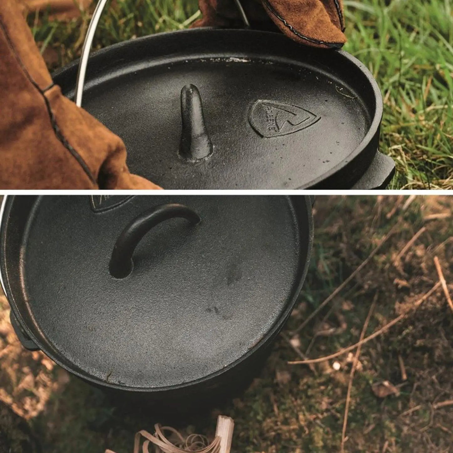 Camp Dutch Oven Cast Iron Pre Seasoned with Lid Deep Pot for Campfire