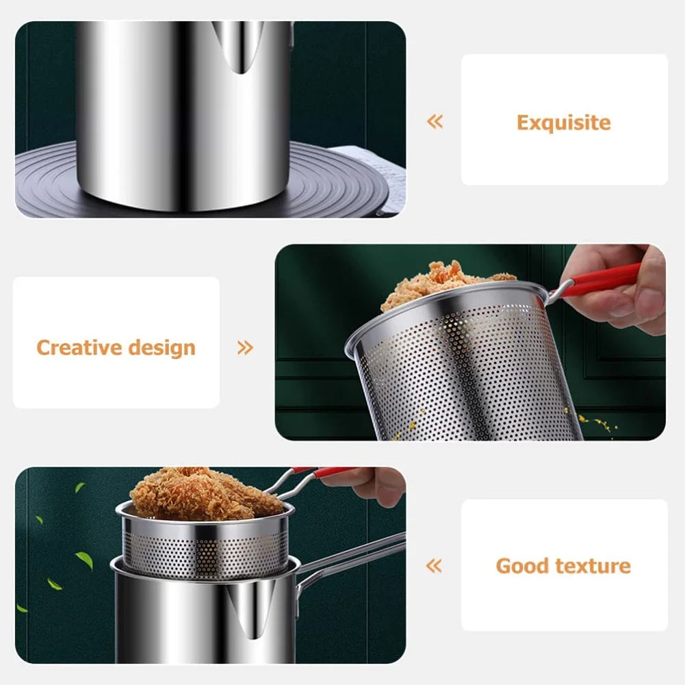 Tempura Deep Frying with Strainer & Tongs - Stainless Steel