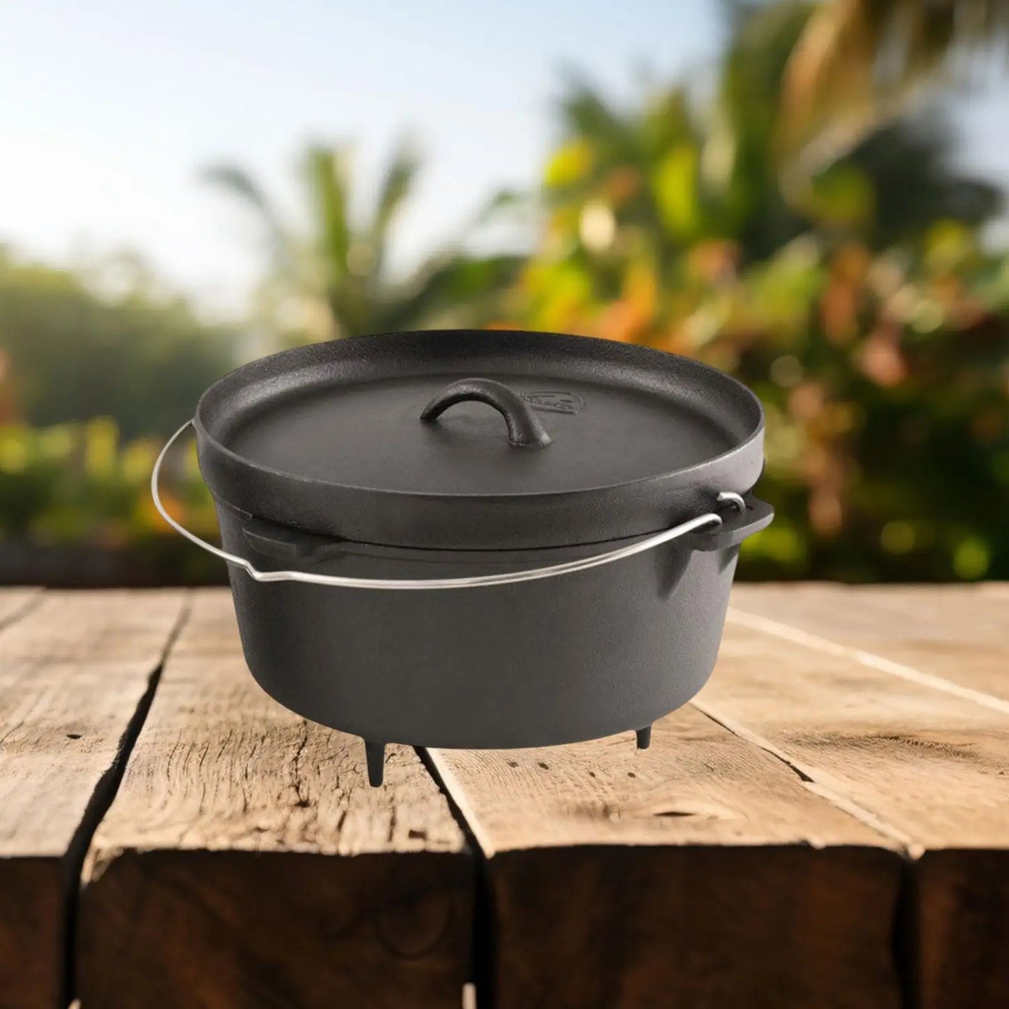 Camp Dutch Oven Cast Iron Pre Seasoned with Lid Deep Pot for Campfire