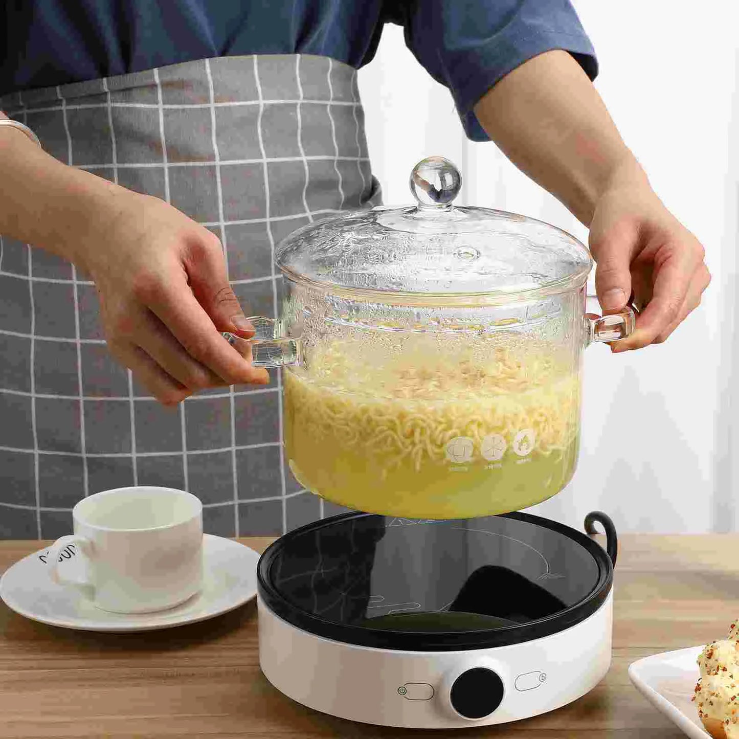 Clear Saucepan Cooking Pot with Lid High Borosilicate