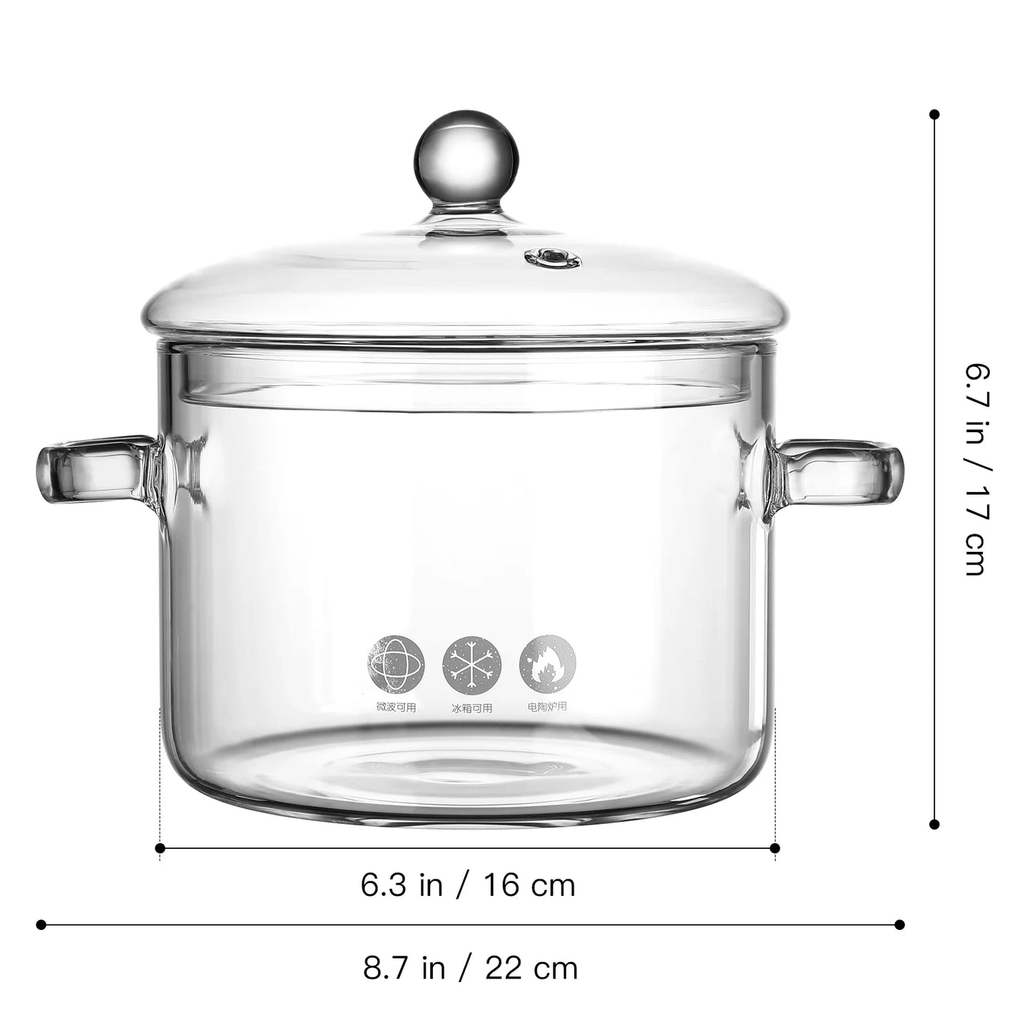 Clear Saucepan Cooking Pot with Lid High Borosilicate