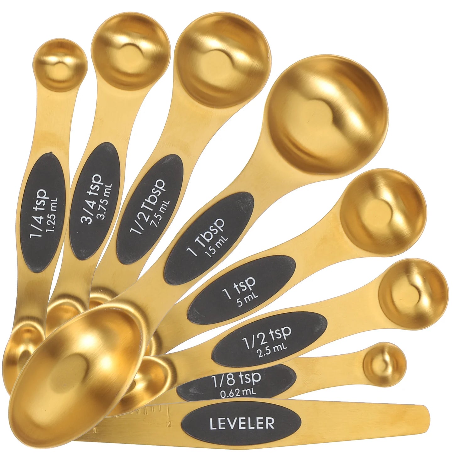 Luxe Gold Measuring Spoon Set with Level- Stainless Steel