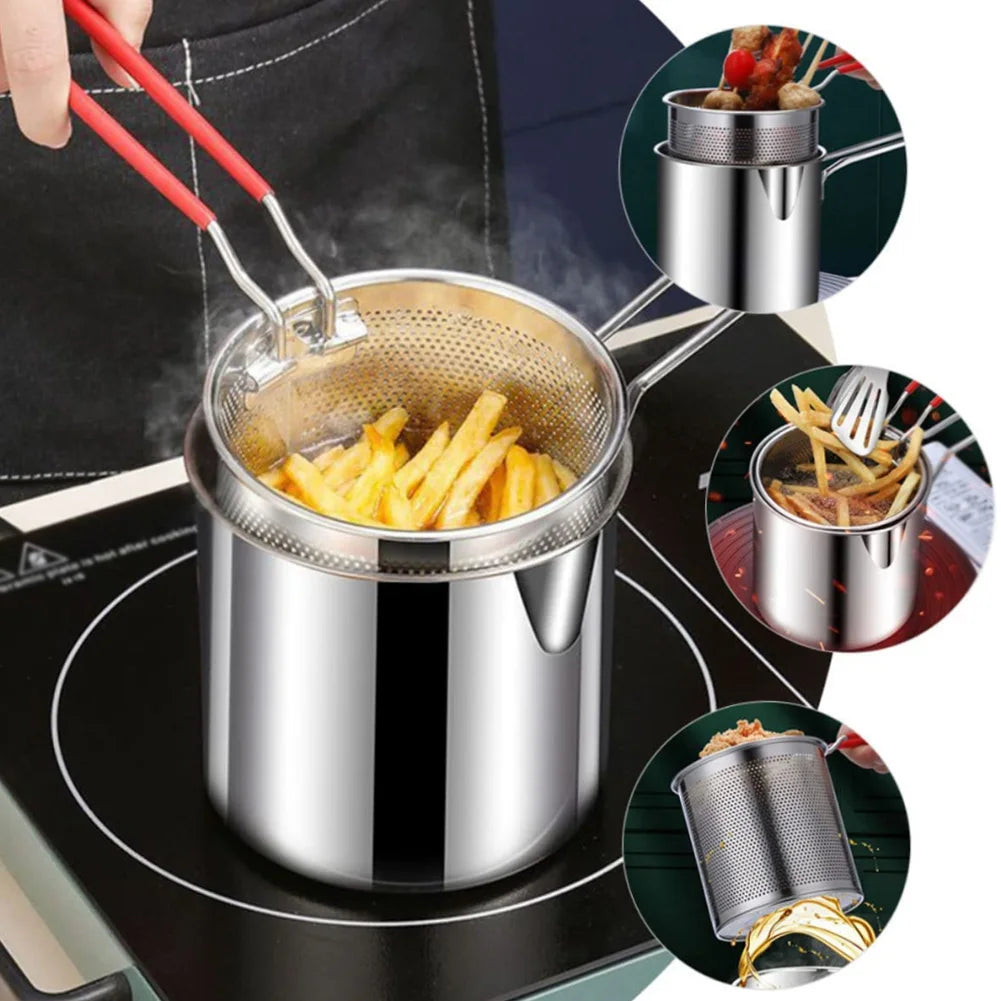 Tempura Deep Frying with Strainer & Tongs - Stainless Steel
