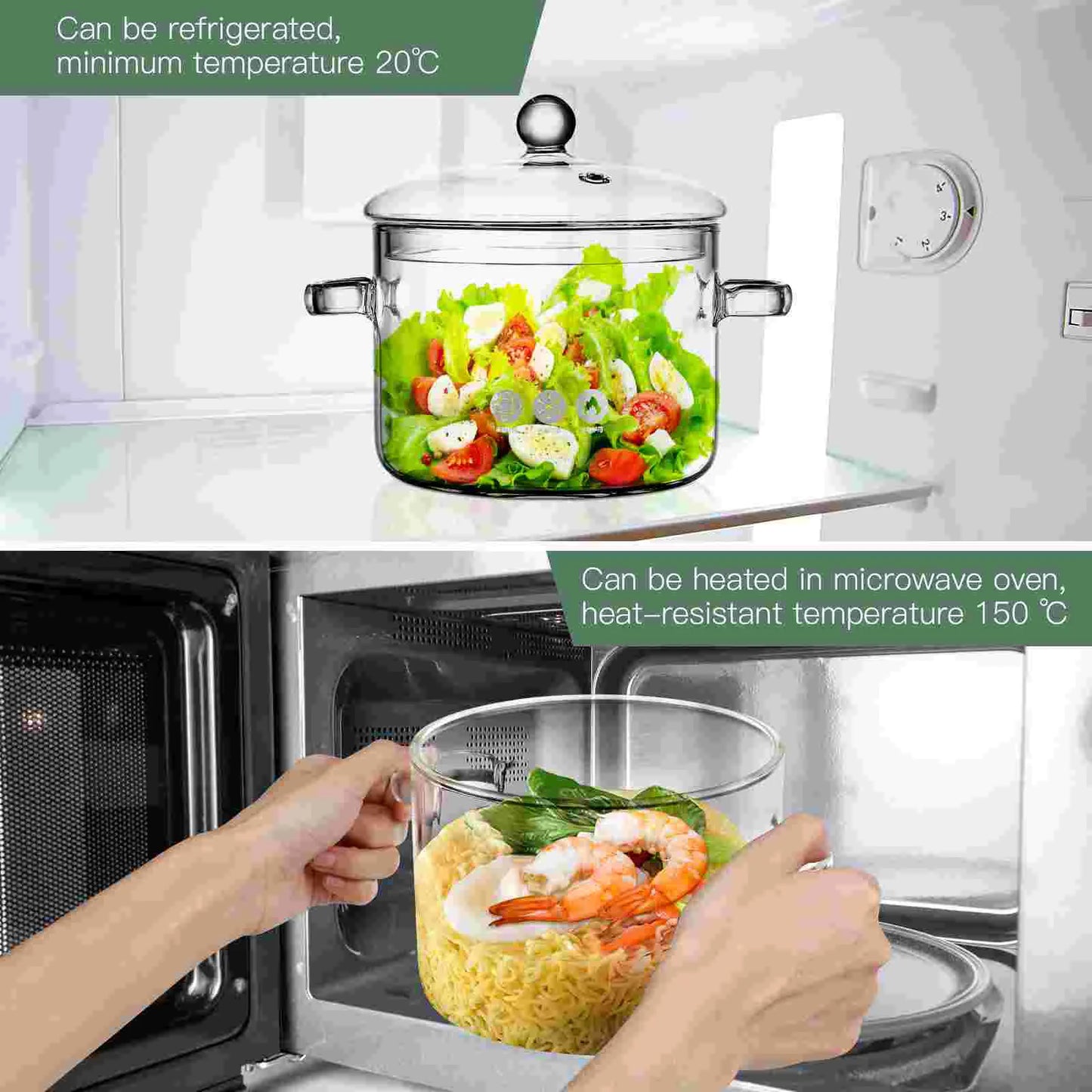 Clear Saucepan Cooking Pot with Lid High Borosilicate