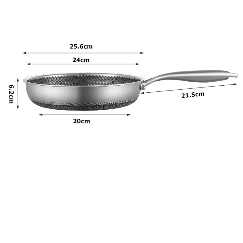 Stainless Steel Frying Pan Nonstick Honeycomb Fry Pan With Lid Induction Ceramic Electric Gas Cooktops Compatible