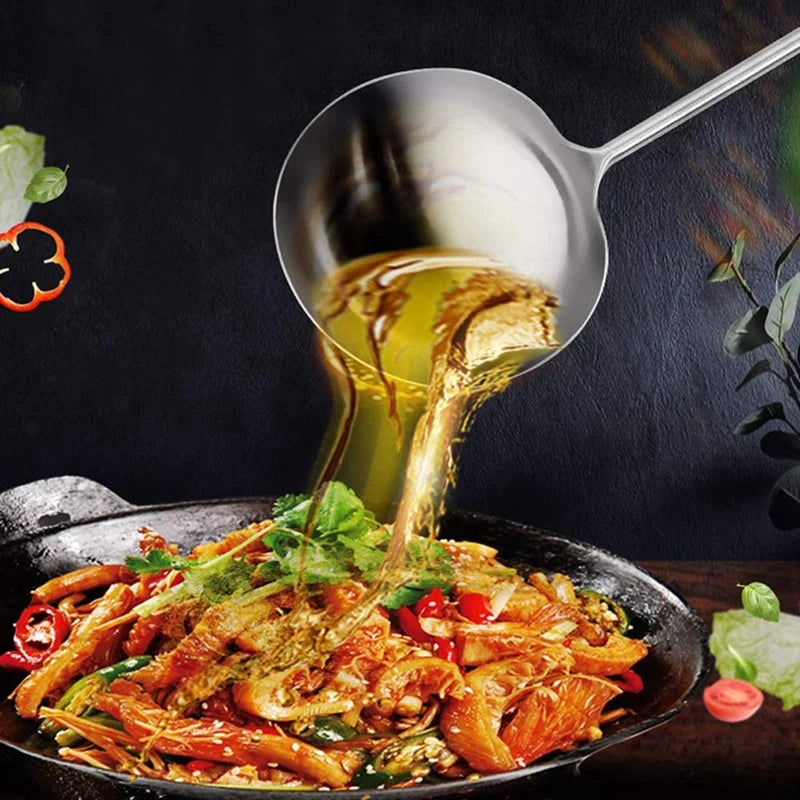 Soup Ladle, Wok Spatula with Long Handle. Rustproof, Heat Resistance Stainless steel