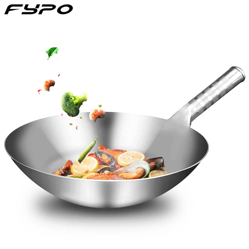 Stainless Steel Wok 1.8mm Thick High Quality Chinese Handmade Wok Traditional Non Stick