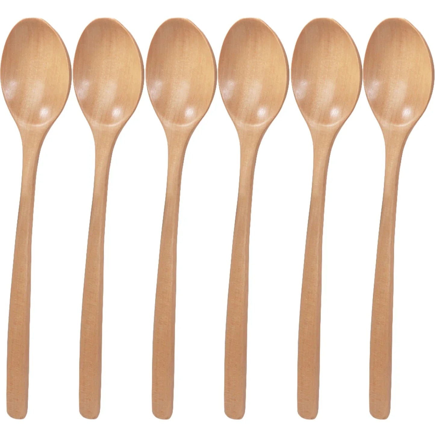 6 Piece Wooden Spoon Bamboo Kitchen Korean Style 9 '' Inch Natural Wood Soup Tableware