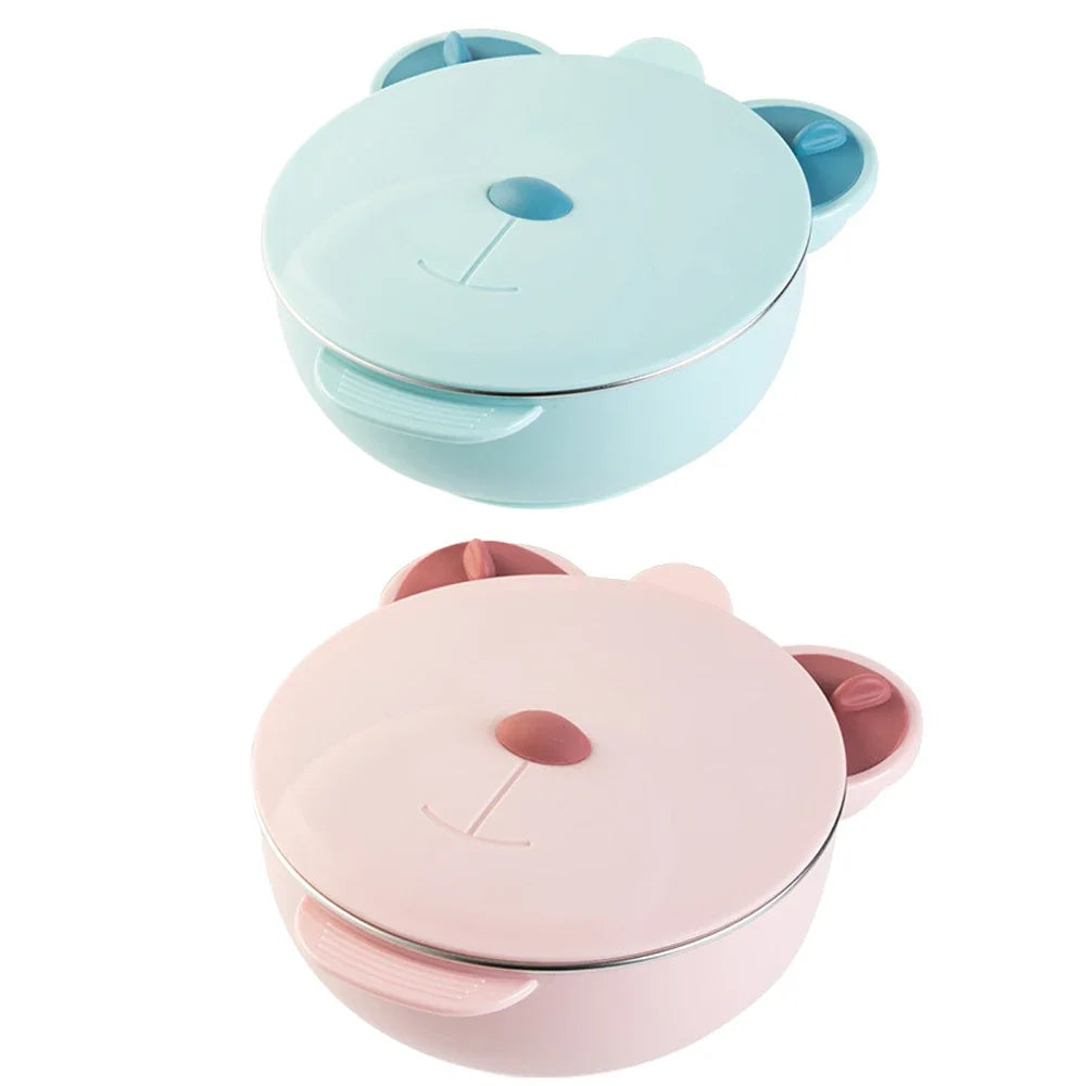 Bear Face Insulation Feeding Dinner Plate - Kids Bento Box