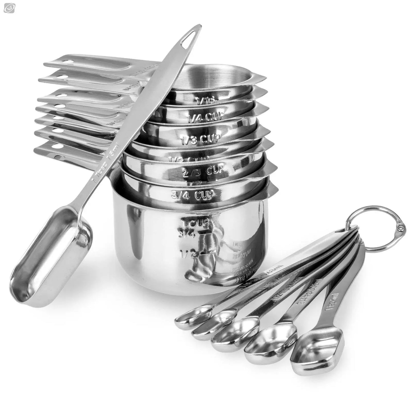 Deluxe Stainless Steel Measuring Cups and Spoons Set- Premium Measure Cups and Tablespoons Stackable Home kitchen