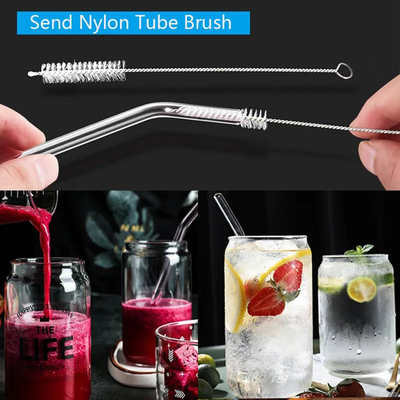 Multipack Glass and Metal Straws with Brushes Eco Friendly Reusable
