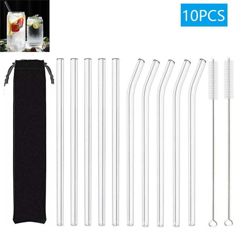 Multipack Glass and Metal Straws with Brushes Eco Friendly Reusable