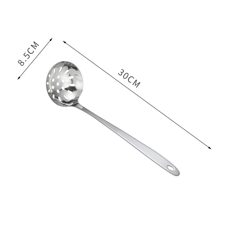 Long Handle Stainless Steel Spoon & Colander Kitchen Utensils