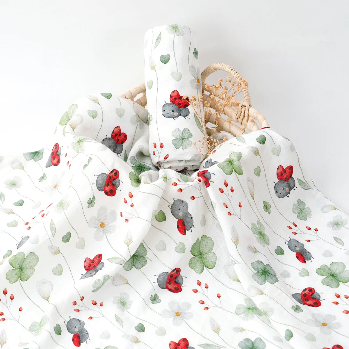 Elinfant Bamboo Cotton Muslin Swaddle Blankets 120 x 110cm