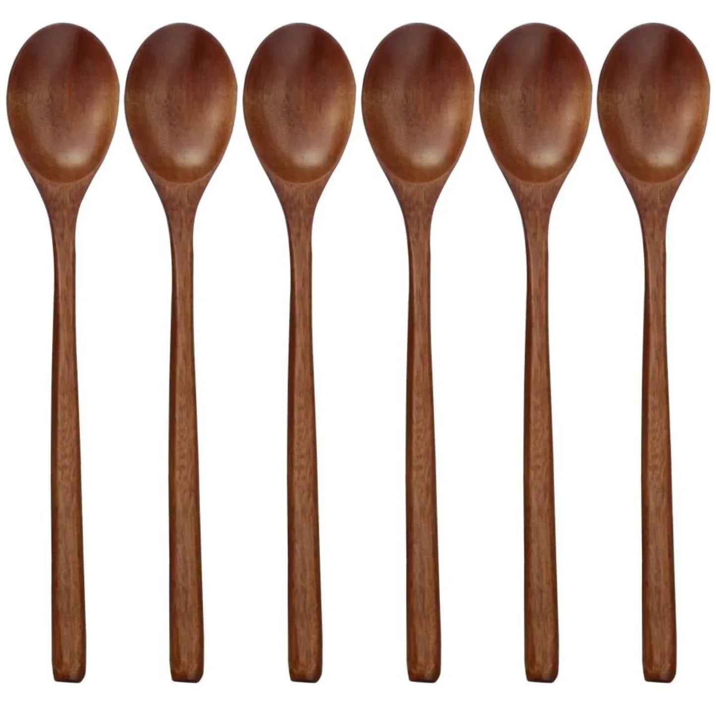 6 Piece Wooden Spoon Bamboo Kitchen Korean Style 9 '' Inch Natural Wood Soup Tableware