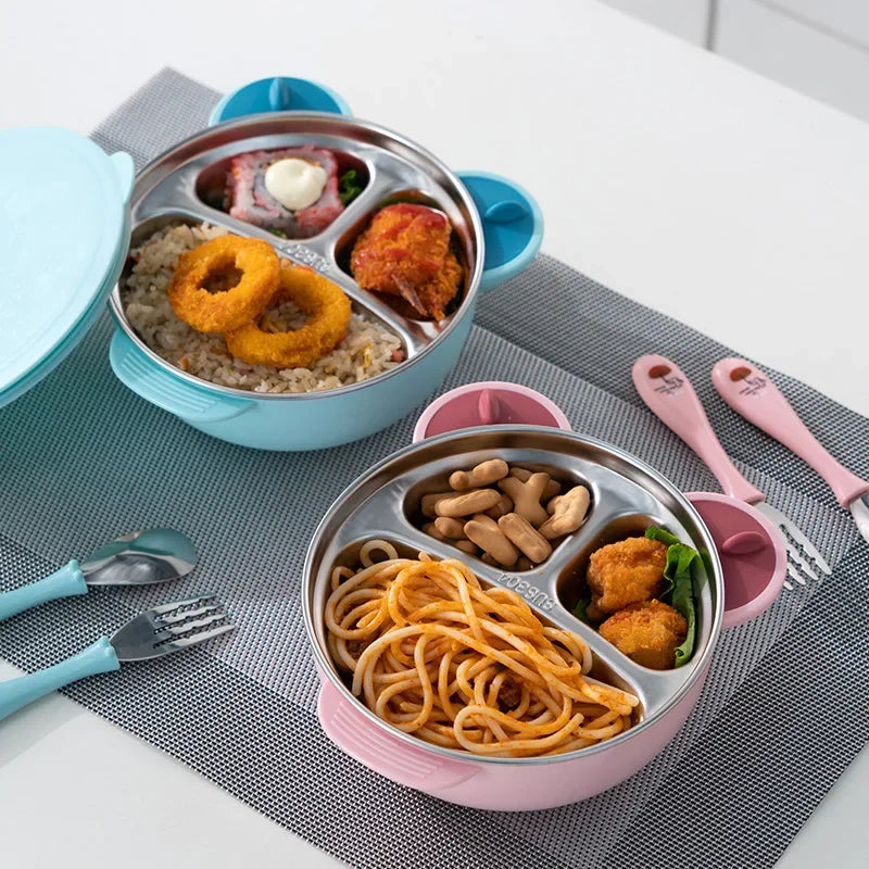 Bear Face Insulation Feeding Dinner Plate - Kids Bento Box