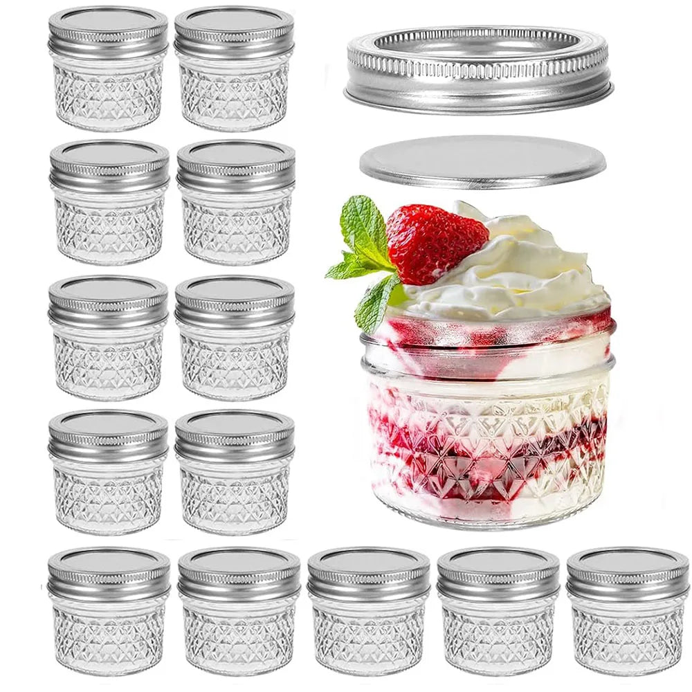 4oz Mini Vintage Glass Mason Spice Jars With Lid