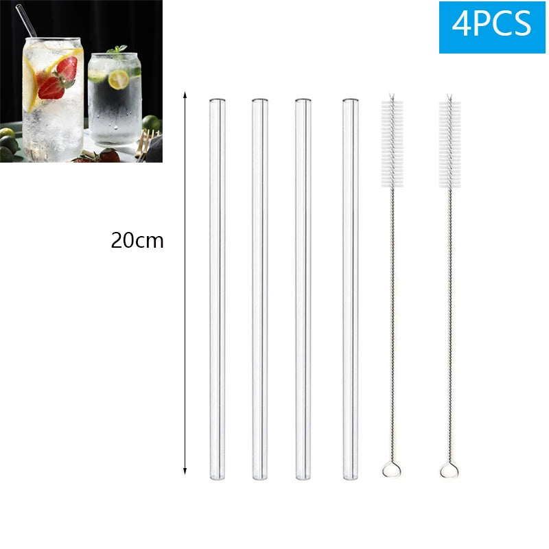 Multipack Glass and Metal Straws with Brushes Eco Friendly Reusable