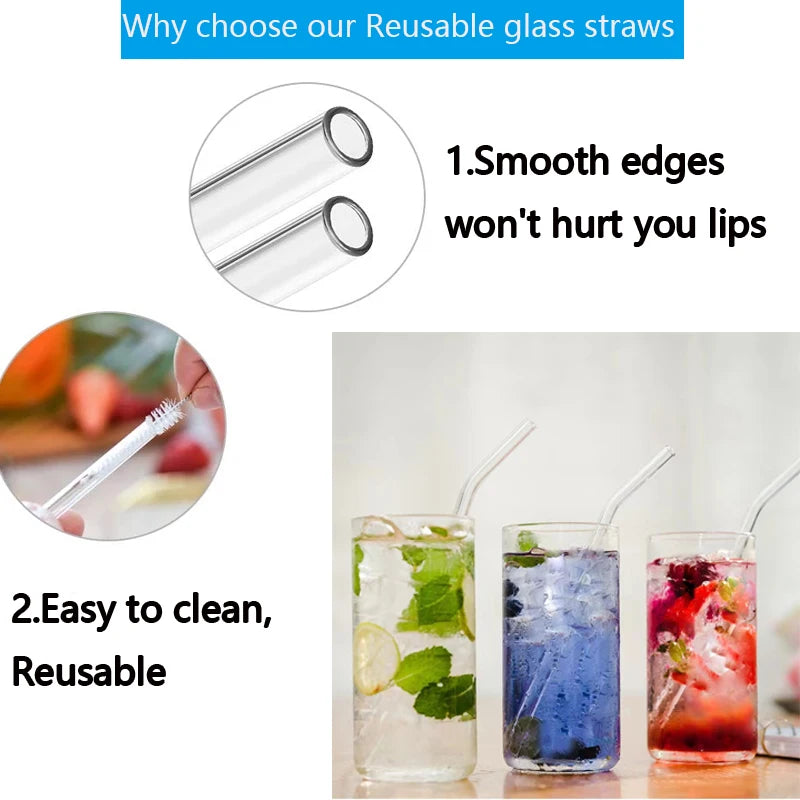 Multipack Glass and Metal Straws with Brushes Eco Friendly Reusable