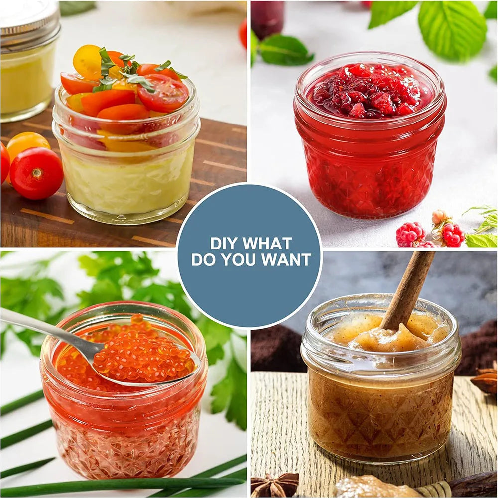 4oz Mini Vintage Glass Mason Spice Jars With Lid