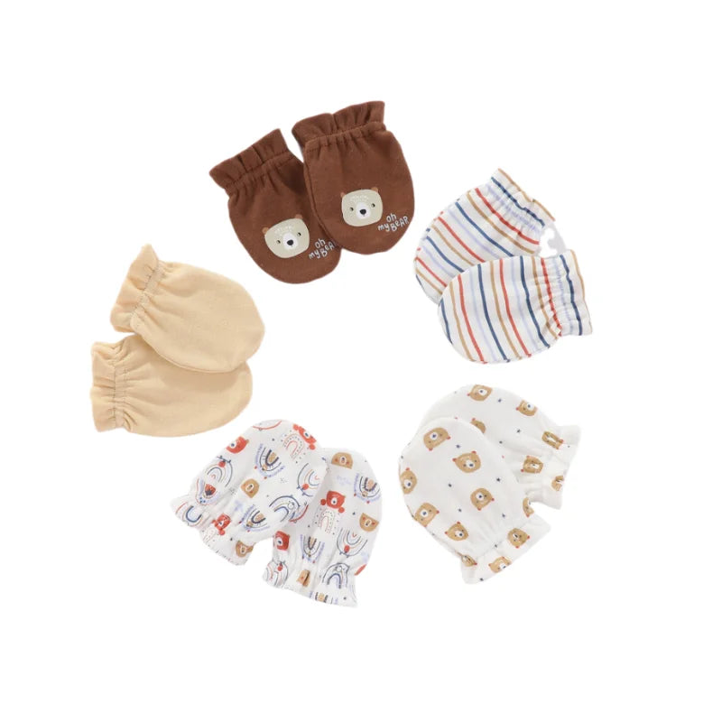 5 pack Newborn Baby Mittens 100% Cotton 0-6 Months Baby