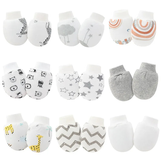 6 Pack Newborn Gloves with Cuff. Soft Cotton Anti-Scratch Gloves - Face Protection