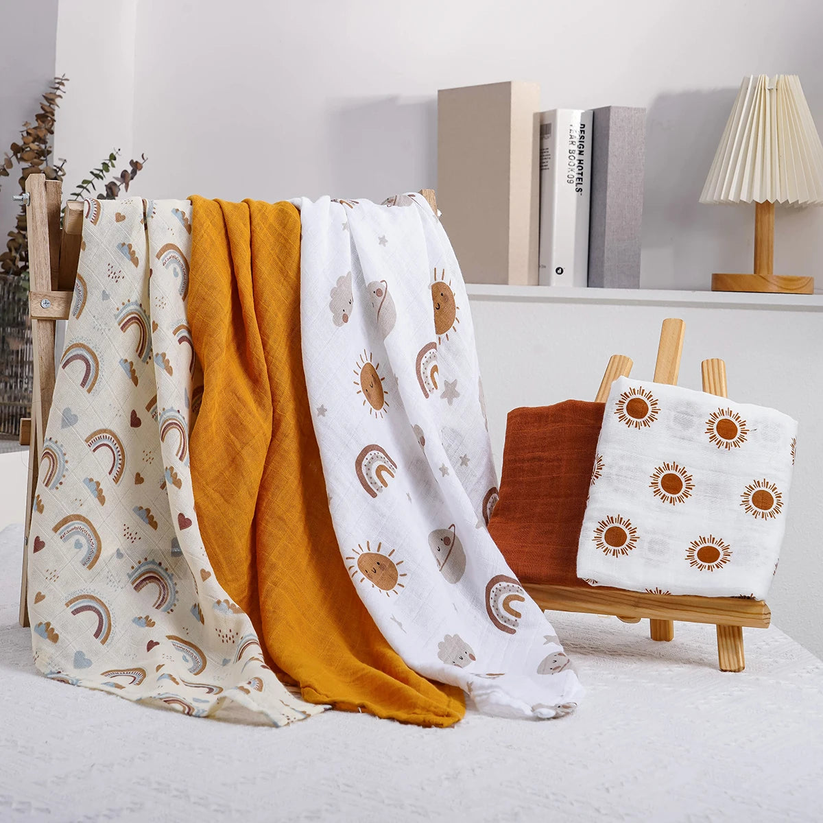 5 Pcs/Set Muslin Cotton Swaddle - Baby Blanket 60 x 60cm