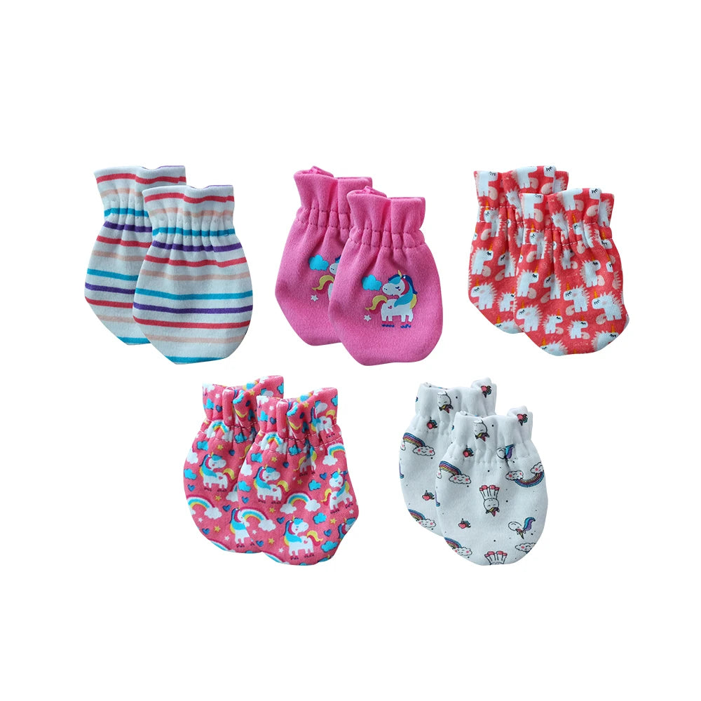 5 pack Newborn Baby Mittens 100% Cotton 0-6 Months Baby