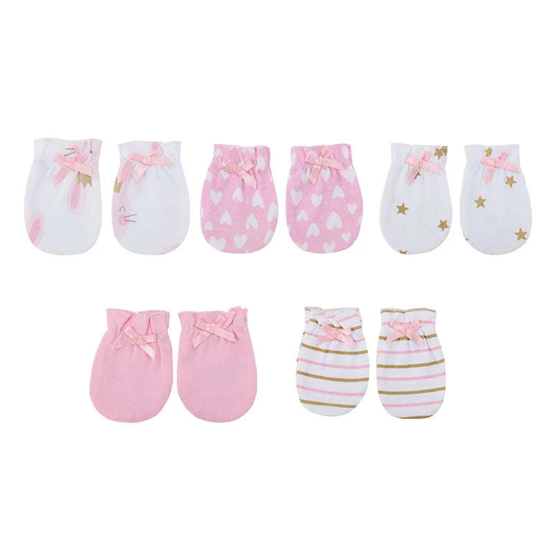 5 pack Newborn Baby Mittens 100% Cotton 0-6 Months Baby