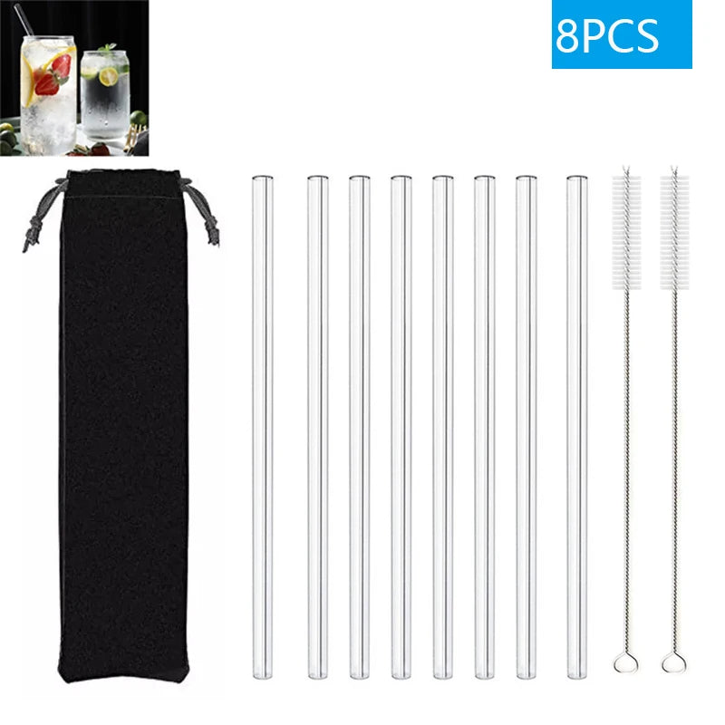 Multipack Glass and Metal Straws with Brushes Eco Friendly Reusable