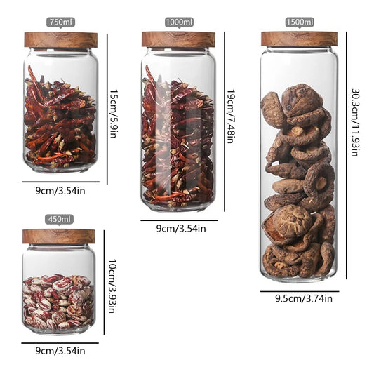 Glass Jar Storage Container with Bamboo Airtight Lid