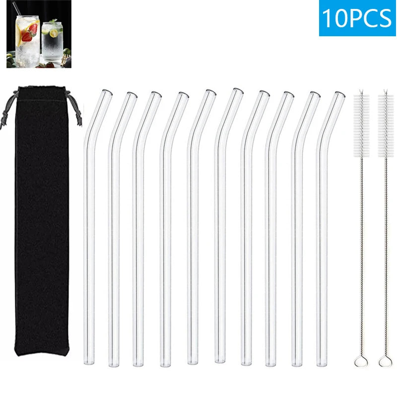 Multipack Glass and Metal Straws with Brushes Eco Friendly Reusable
