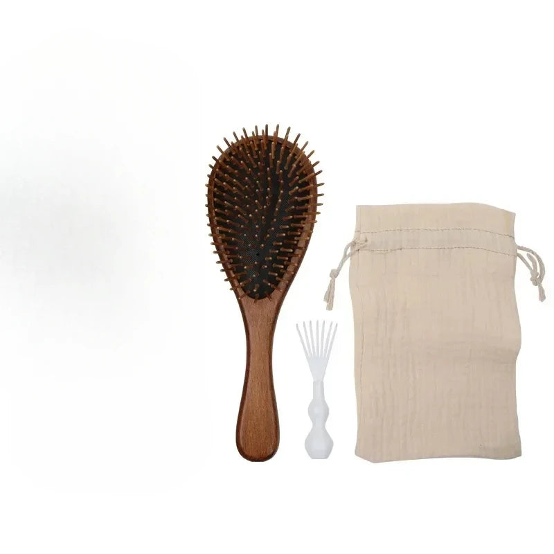 Women's Professional Air Cushion Hair Brush Made with Natural Wood