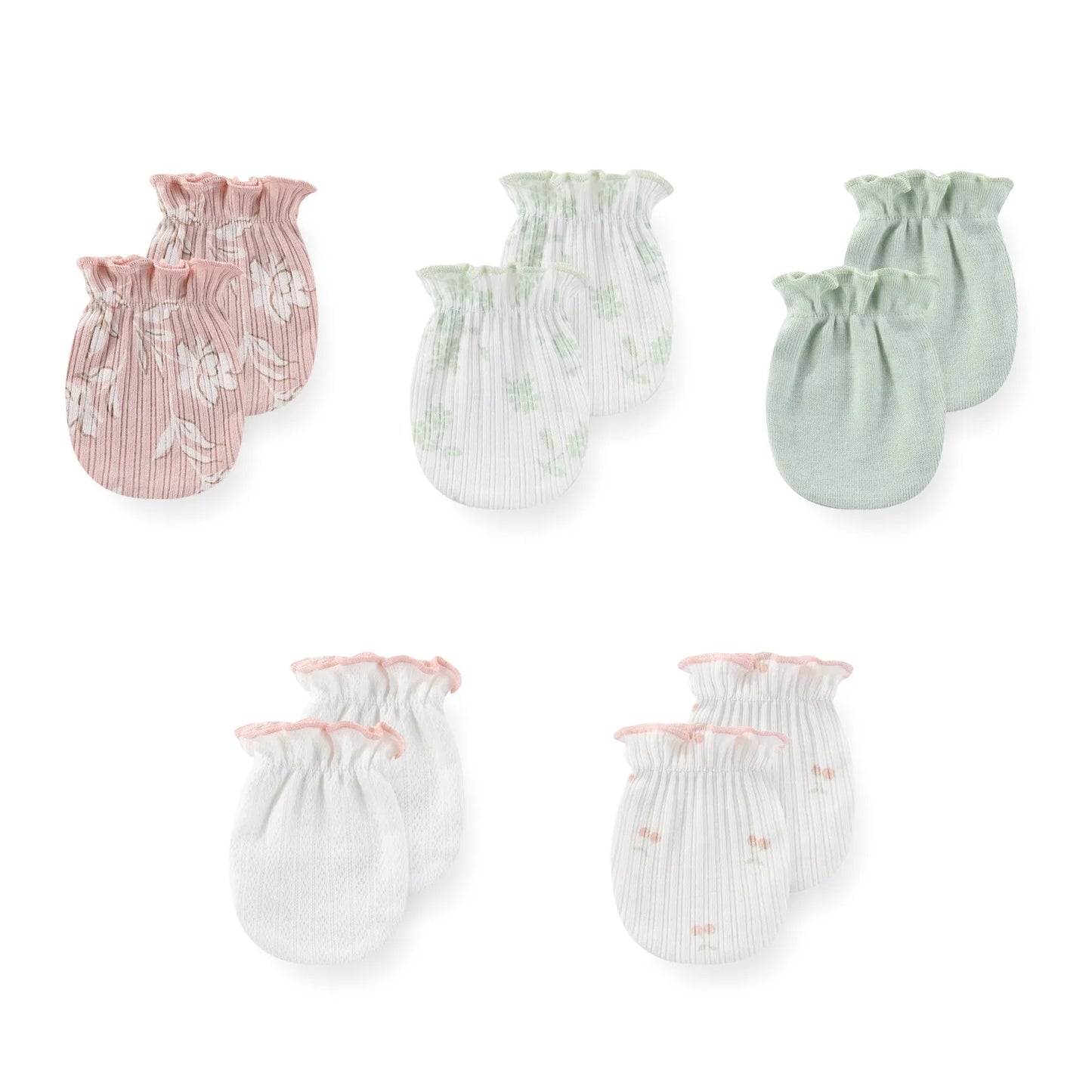 5 pack Newborn Baby Mittens 100% Cotton 0-6 Months Baby