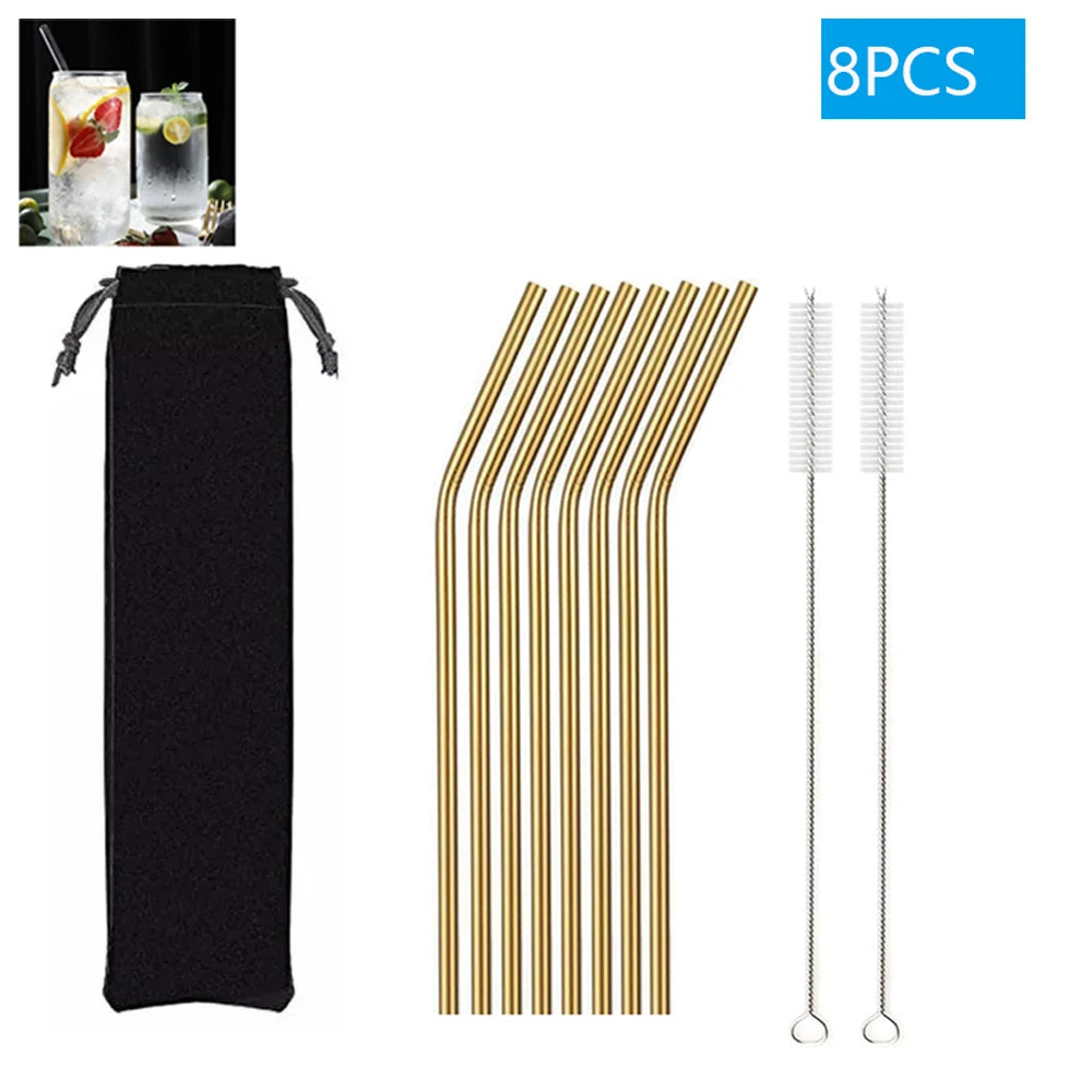Multipack Glass and Metal Straws with Brushes Eco Friendly Reusable
