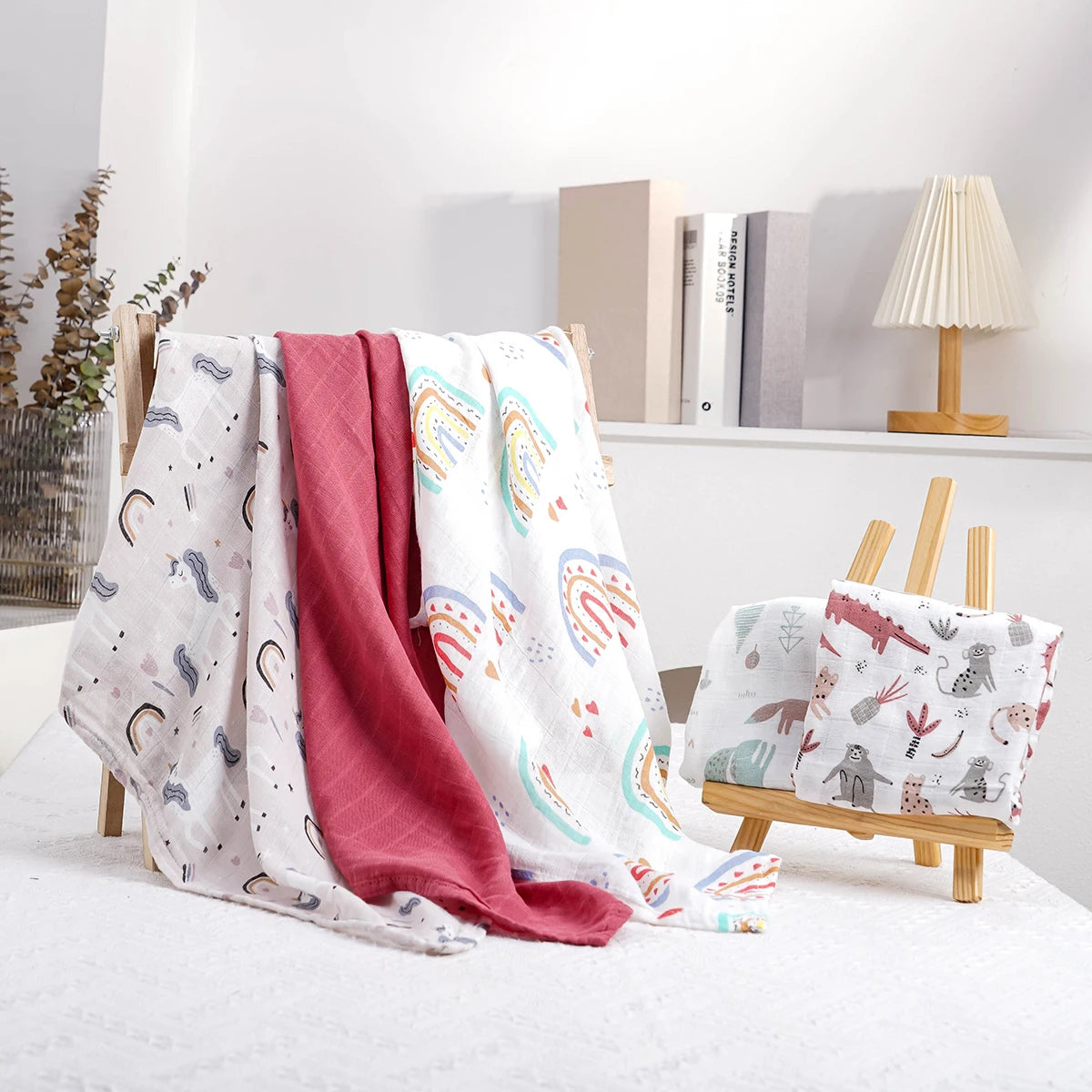 5 Pcs/Set Muslin Cotton Swaddle - Baby Blanket 60 x 60cm