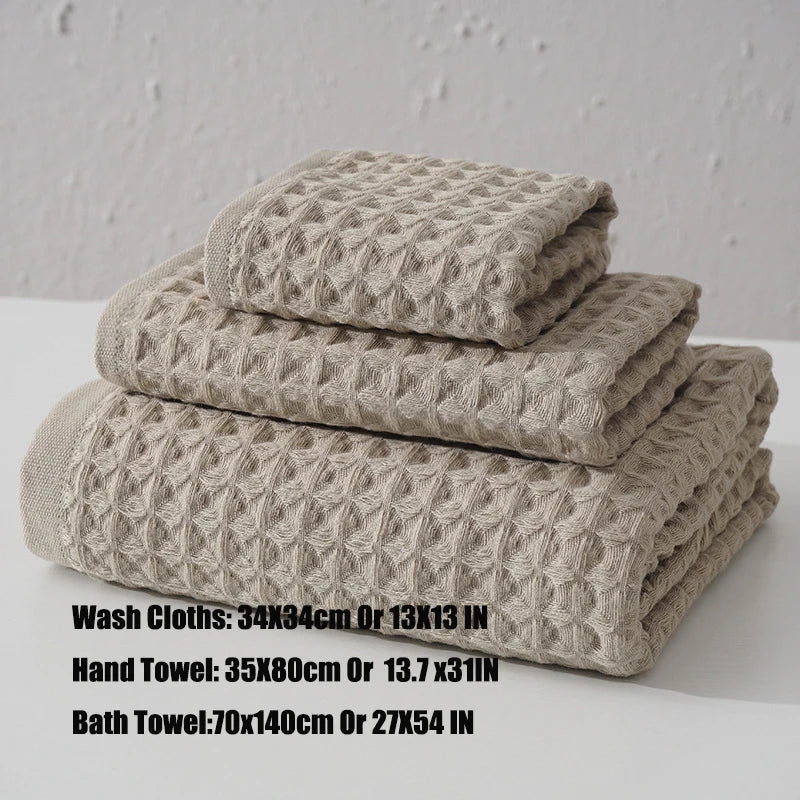 100% Cotton Waffle Bath Towel Set