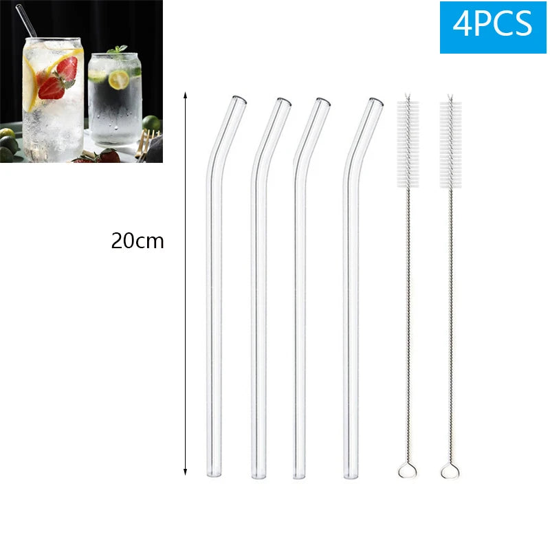 Multipack Glass and Metal Straws with Brushes Eco Friendly Reusable