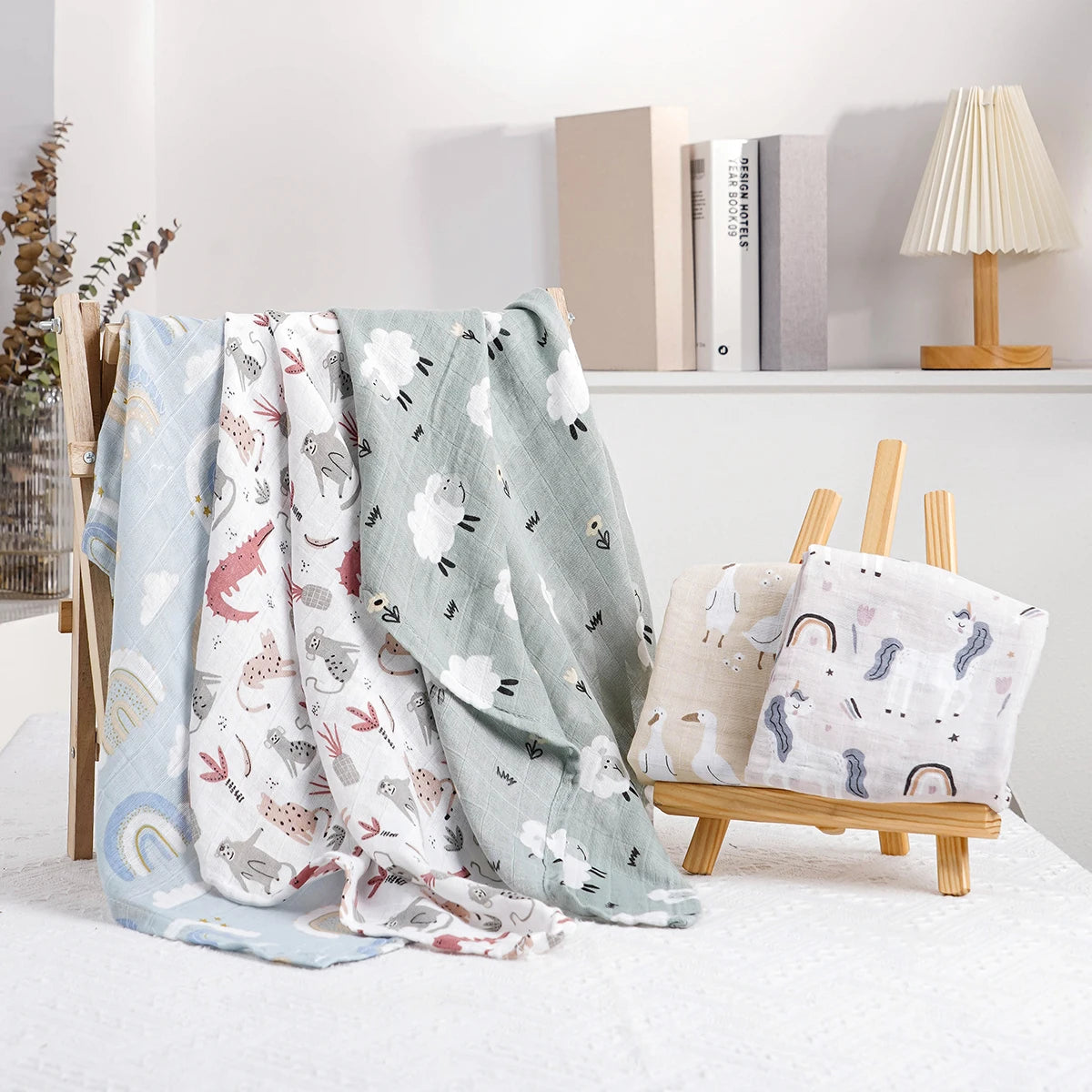 5 Pcs/Set Muslin Cotton Swaddle - Baby Blanket 60 x 60cm