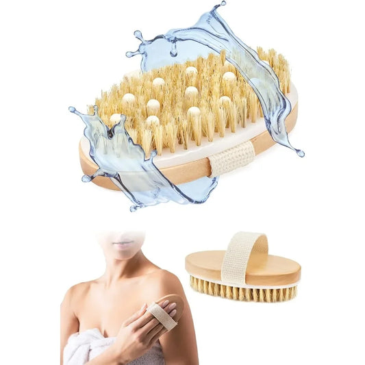 Dry Brushing Body Brush- Natural Bristles for Anti-Cellulite Massage, Exfoliating, Toning & Lymphatic Drainage