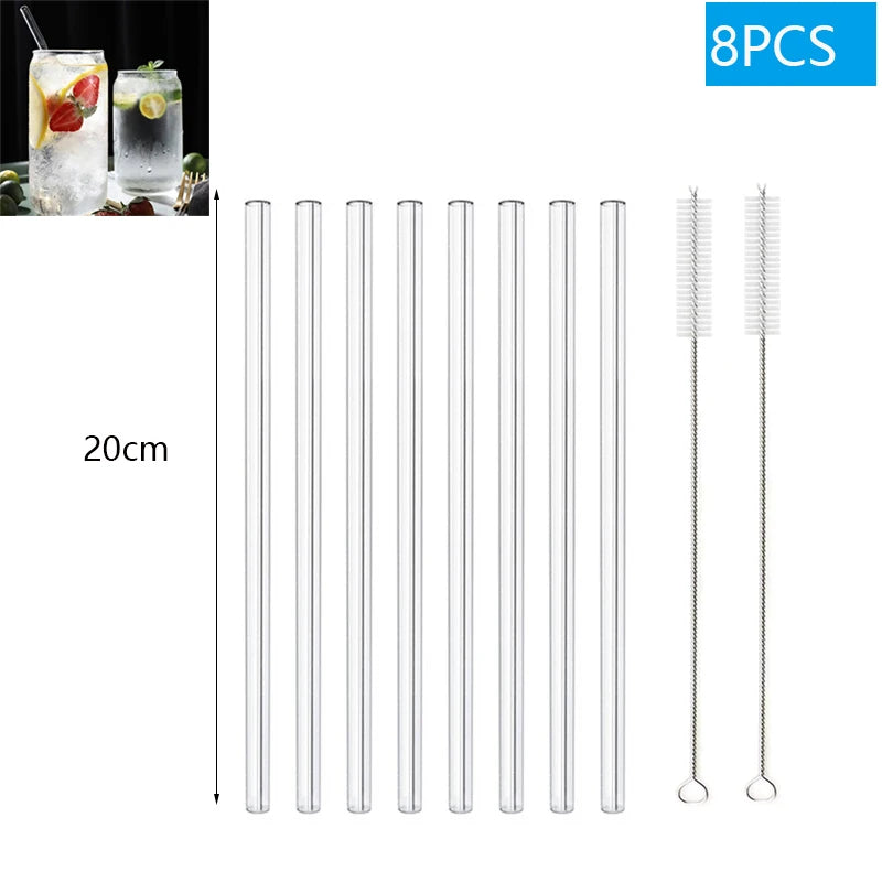 Multipack Glass and Metal Straws with Brushes Eco Friendly Reusable