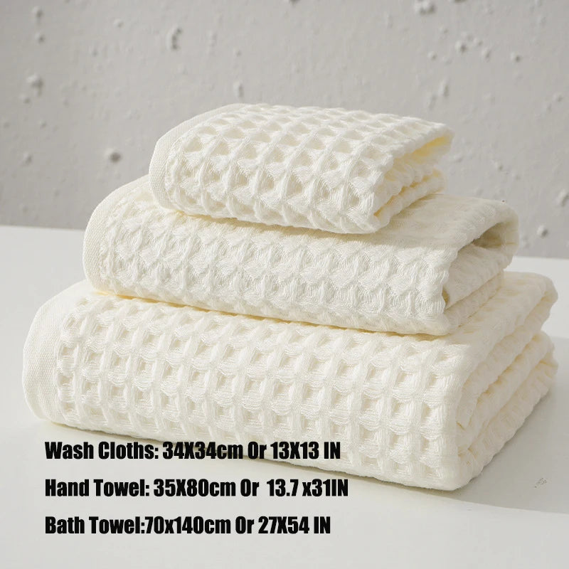 100% Cotton Waffle Bath Towel Set