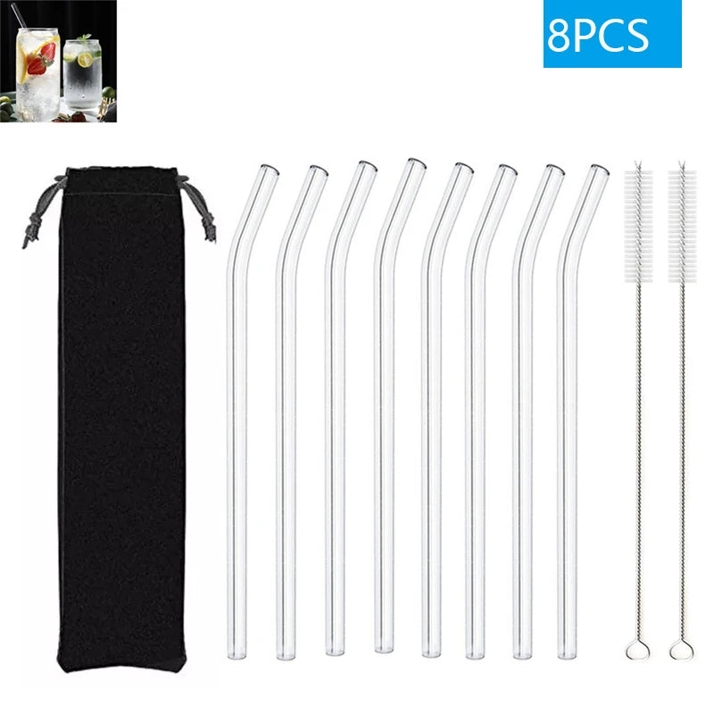 Multipack Glass and Metal Straws with Brushes Eco Friendly Reusable