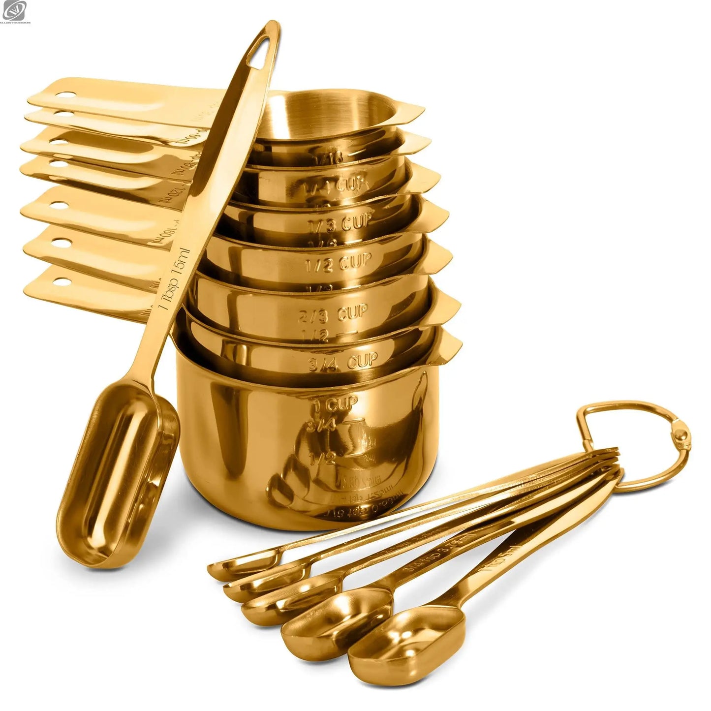 Deluxe Stainless Steel Measuring Cups and Spoons Set- Premium Measure Cups and Tablespoons Stackable Home kitchen