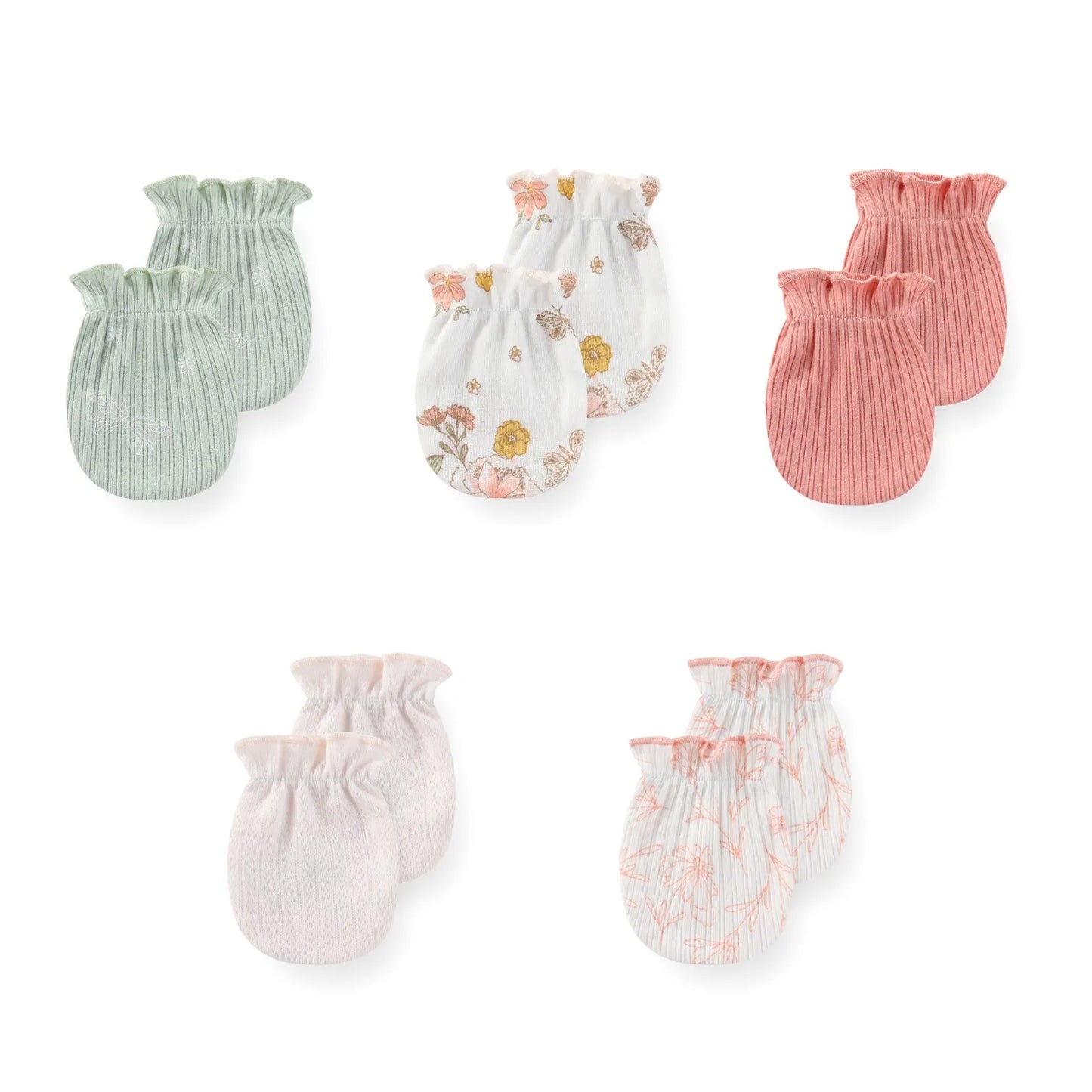5 pack Newborn Baby Mittens 100% Cotton 0-6 Months Baby