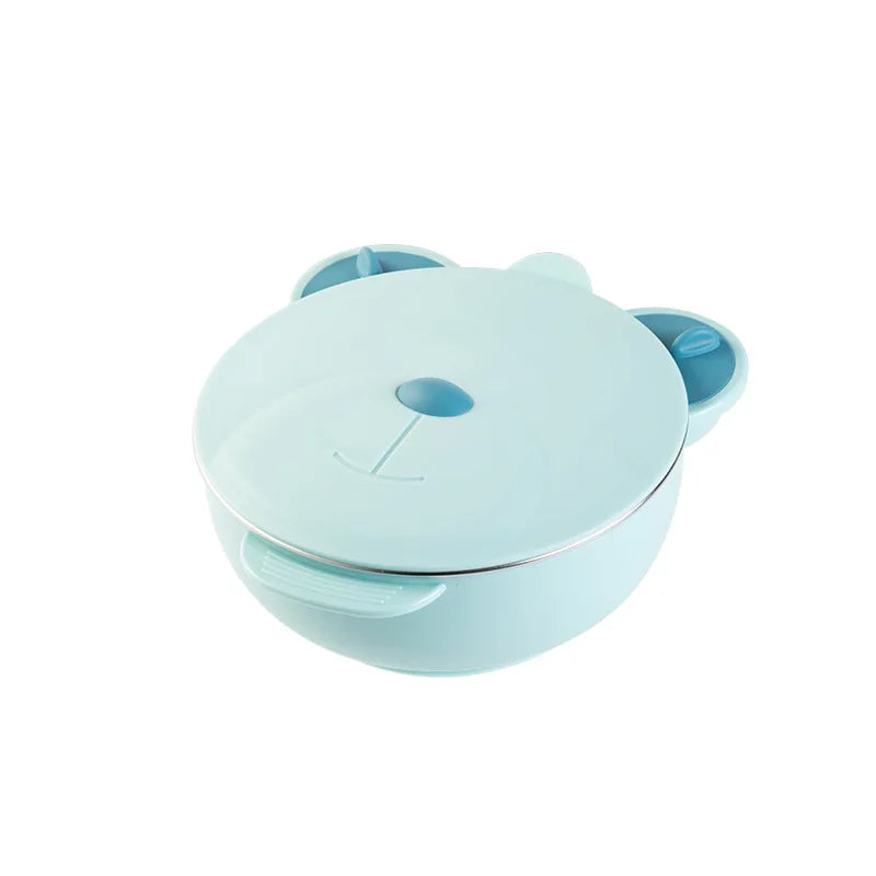 Bear Face Insulation Feeding Dinner Plate - Kids Bento Box