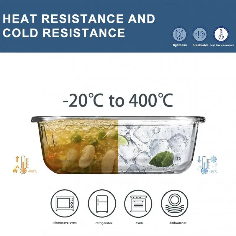 Multi-grid Glass Lunch Box Meal Prep Containers Glass Food Storage Containers With Lids