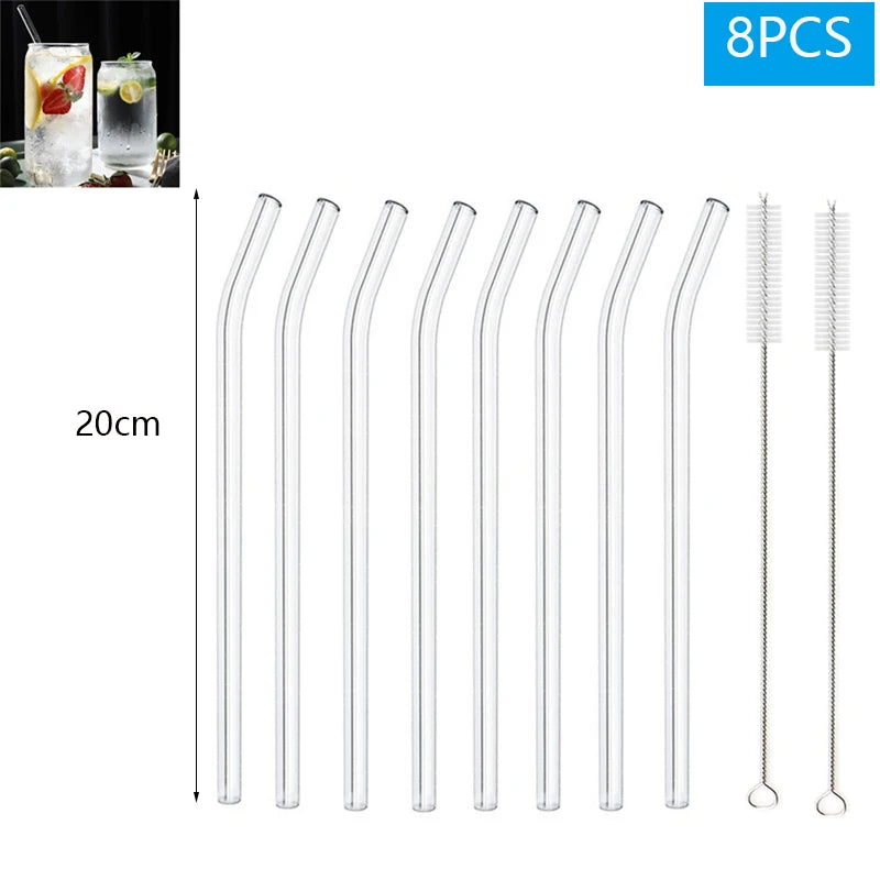 Multipack Glass and Metal Straws with Brushes Eco Friendly Reusable